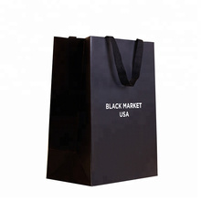 china supplier reusable foldable packing with logo printing black paper shopping bag